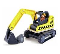 Hape Excavateur à Creuser et à collecter| Excavateur en Bois | avec Tourelle rotative à 360°, Pelle Mobile, Ouvrier et Compartiment de Rangement | Véhicule de Construction éducatif pour Les Enfants