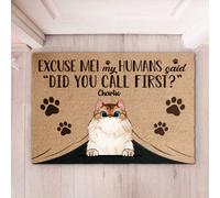 Mes Humains Ont Dit Que Vous Aviez Appelé en Premier - Chat Personnalisé Paillasson De Bienvenue Doux Paillasson D'Entree Antidérapant Tapis De Bain pour Intérieur D'Entrée Salon 40X60Cm
