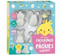 Mes Jolies Figurines De Pâques À Peindre - Avec 4 Figurines En Plâtre, 12 Pots De Peinture, 2 Pinceaux En Bois, 400 Strass Autocollants Et 10 Cartes De Pâques