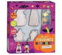 1.2.3 SOLEIL! - Coffret - Mes jolies figurines Halloween à peindre - 4 fig. plâtre, 12 pots peinture