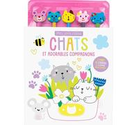 Mes jolis colos - chats et adorables compagnons - bloc de coloriages avec crayons de couleur et gommes - dès 3 ans