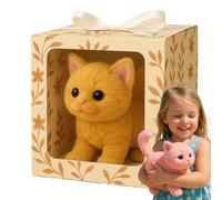 Mes Jouets de Chat Réalistes, 2025 Nouveau Chaton Robot, Jouet de Chaton Électronique Réaliste avec Une Marche Et Un Animal en Peluche Réaliste Qui Marche, Miaules Et Queue Wagging Yellow
