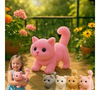 Mes Jouets De Chat Réalistes - Apportez Une Joie Et Une Chaleur sans Fin, 2025 Nouvel Animal en Peluche en Peluche Interactive AI avec des Promenades, des Miaules Et Une Reprise De La Queue, Le Pink