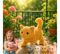 Mes Jouets De Chat Réalistes - Apportez Une Joie Et Une Chaleur sans Fin, 2025 Nouvel Animal en Peluche en Peluche Interactive AI avec des Promenades, des Miaules Et Une Reprise De La Queue, L Yellow