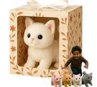 Mes Jouets de Chat réalistes, Kitten Robot en Peluche AI - apportez Une Joie et Chaleur sans Fin, 2025 Nouveau Jouet pour Chats réalistes avec promenades, miaules et remuements de Queue White