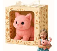 Mes Jouets réalistes pour Chats - Robot Chat Intelligent Kit robotisé Qui se comporte comme Un Vrai Chaton, Chat Robot interactif en Peluche pour Adultes Qui Marche, miaule et remue la Queue Pink