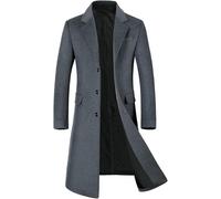 Mes Laine Trech Manteau Solide Décontracté Rembourré Extérieur Pardessus Log Thicke Warm Coat Jacket Mid Legth Busiess Manteau avec Revers, A with Cotton, M