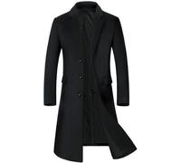Mes Laine Trech Manteau Solide Décontracté Rembourré Extérieur Pardessus Log Thicke Warm Coat Jacket Mid Legth Busiess Manteau avec Revers, B with Cotton, 3XL