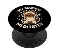 Mes méditations siamoises - Thème Chat Mignon PopSockets PopGrip Adhésif