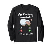Mes Moutons m'appellent Humour Femme Fille avec Motif Mouton Manche Longue