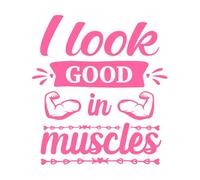 Mes muscles ont l'air bien, motivation, inspiration et citations de motivation pour la salle de sport Stickers muraux 67.2x74.2cm Amovible sans laisser de colle Rose