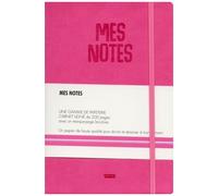 Mes Notes Cuir Fuschia - Carnet Ligné De 200 Pages Avec Un Marque-Page Bicolore