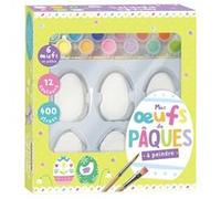 1.2.3 SOLEIL! Kit Mes œufs de Pâques à peindre – 6 œufs, 12 pots de peinture, 2 pinceaux, 400 strass