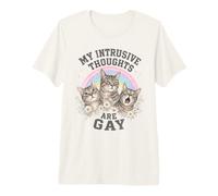 Mes pensées intrusives sont Gay Rainbow Cat T-Shirt Haut de Gamme