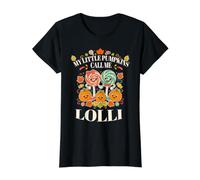 Mes Petites citrouilles m'appellent Lolli et Pop Fall Grands-Parents T-Shirt Graphique avec Valeur, Femme, Noir, M