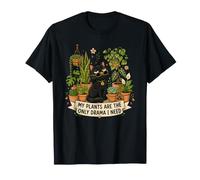 Mes Plantes sont Le Seul Drame Dont J'Ai Besoin Black Cat T-Shirt