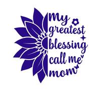 mes plus grandes bénédictions appelle-moi maman fête des mères maman maternité typographique Stickers gravés 54.6x55.1cm Modification et ajout d'informations possibles Bleu foncé