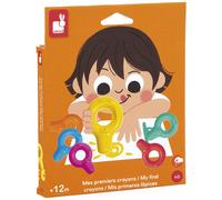 Janod - Crayons de cire Mes Premiers Crayons - Bébé dès 12 mois - Adaptés petites mains - 6 pièces