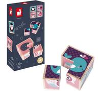 Mes Premiers Cubes,Bébés Animaux-Puzzle En Bois Pour Enfant-Jouet D'Eveil Et D'Empilement Premier Âge-Développe La Mémoire-Jouet En Bois-Dès 1 An,J08001