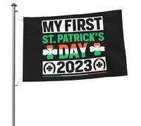 Mes premiers drapeaux de la Saint-Patrick 2023 pour l'extérieur 2 x 3 pieds double face robuste bannière drapeau pour la maison cour festival extérieur jardin décoration drapeau de bienvenue