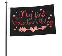 Mes premiers drapeaux de la Saint-Valentin pour l'extérieur 2x3 pieds double face robuste bannière drapeau pour maison cour festival extérieur jardin décoration drapeau de bienvenue