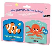 Mes premiers livres de bain : Petit poisson clown et Petite pieuvre - Coffret de 2 livres avec grelot à partir de 4 mois