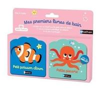 Mes premiers livres de bain : Petit poisson clown et Petite pieuvre - Coffret de 2 livres avec grelot à partir de 4 mois