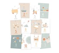 Mes premiers mois - cartes souvenirs bleu et beige, doux souvenirs TU