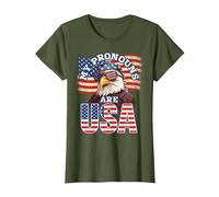 Mes pronoms sont USA - Drapeau américain et Aigle T-Shirt, Femme, Olive, XS