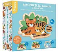 Auzou Jouet en bois Mes puzzles évolutifs à toucher NE Animaux Multicolore