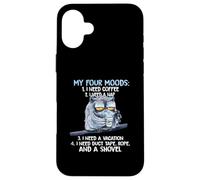 Mes quatre humeurs J'ai besoin de café J'ai besoin d'une sieste J'ai besoin de vacances Coque pour iPhone 16 Plus