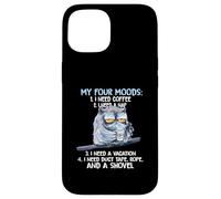 Mes quatre humeurs J'ai besoin de café J'ai besoin d'une sieste J'ai besoin de vacances Coque pour iPhone 15