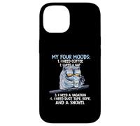 Mes quatre humeurs J'ai besoin de café J'ai besoin d'une sieste J'ai besoin de vacances Coque pour iPhone 14