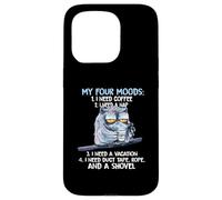 Mes quatre humeurs J'ai besoin de café J'ai besoin d'une sieste J'ai besoin de vacances Coque pour iPhone 15 Pro