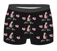Mes Soft Briefs Sous-vêtements personnalisés pour homme Photo drôle personnalisée Sous-vêtements pour HusbUnderpants pour la vie quotidienne Cadeaux de Saint-Valentin, bronze, S
