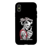 Mes Tatouages ne t'aiment Pas Non Plus Tattoo Devil Middle Finger Coque pour iPhone X/XS