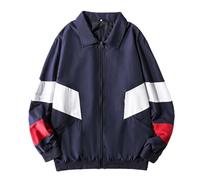 Mes Veste Imperméable Mes Autum Thi Colour Match Sport Jacket Mes Basic Casual Jacket Mes Multiple Pockets Hooded Sweat Jacket, J-Dark Blue1, M