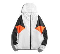 Mes Veste Imperméable Mes Autum Thi Colour Match Sport Jacket Mes Basic Casual Jacket Mes Multiple Pockets Hooded Sweat Jacket, E-White2, L
