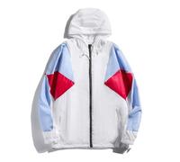 Mes Veste Imperméable Mes Autum Thi Colour Match Sport Jacket Mes Basic Casual Jacket Mes Multiple Pockets Hooded Sweat Jacket, G-White4, L
