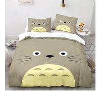 Mes voisins Totoro Parure de lit avec housse de couette et 2 taies d'oreiller, impression numérique 3D pour enfant 140x200cm[6630]
