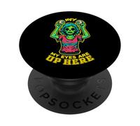 Mes Yeux sont levés Ici : Zombie Girl, Horreur drôle, Halloween PopSockets PopGrip Adhésif