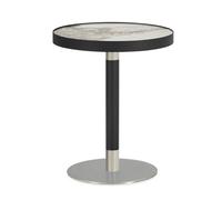 MESA AUXILIAR 45X45X55 PIEDRA BLANCO/METAL GRIS/ACERO INOXIDABLE