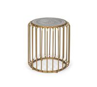MESA AUXILIAR 46X46X55 METAL DORADO/DM GRIS
