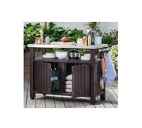 Keter Table coffre d'appoint pour barbecue Unity XL Résine Marron