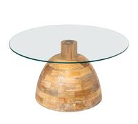 MESA CENTRO ø78CM CRISTAL C/BA SE MADERA MANGO +92307