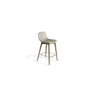Mesa centro rectangular de madera chapada en nogal con un cajón. Estructura de patas en acero inoxidable dorado.