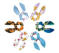 Mesa De Trabajo Lot de 6 chouchous à cheveux avec nœud élastique pour cheveux avec nœud pour queue de cheval pour femmes, filles, enfants, jolis tigres et feuilles