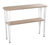 MESA ENTRADA MADERA CL. ROBLE+72290 PATAS METAL BLANCO, MON_120X40X91CM BALDA:106X28X1,8C