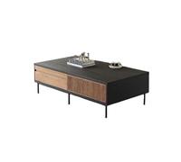 Mesa Para Centro De Sala 130cm Console Wabi-Sabi avec Bloc de Couleurs Rétro, Table à Thé Noire avec Tiroirs pour Maison, Meuble de Salon Adapté aux Hôtels et Salons Table basse(160x80x40cm)