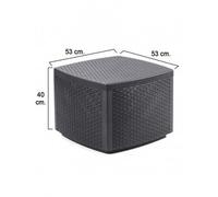 Mesa Resina Auxiliar Simil Rattan Cofre 53x53x40 Cm.